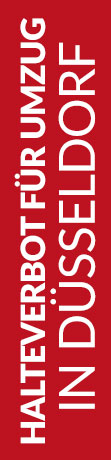 banner-halteverbot-due Roter Banner von Hafels Umzüge mit der Aufschrift: Halteverbot für Umzug in Düsseldorf
