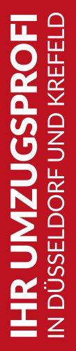 umzugsprofi-krefeld Roter Banner von Hafels Umzüge mit der Aufschrift: Ihr Umzugsprofi in Düsseldorf und Krefeld